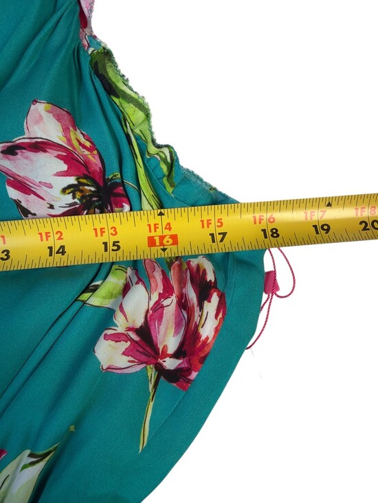 Parker Nolen Dress Womens S Teal Floral Sleeveless V-Neck Midi Smocked - Picture 4 of 7